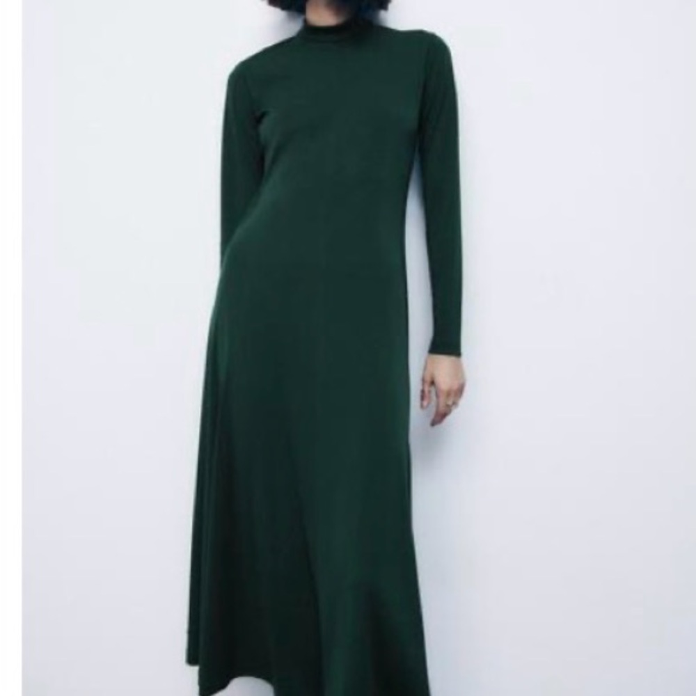 Zara Dark Green Long Sleeve Dress